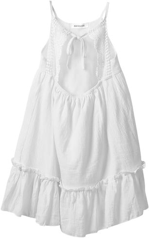 Girls Summer Dresses Sleeveless Boho Lace Backless Sundress Casual Swing Beach Dress in Saudi Arabia