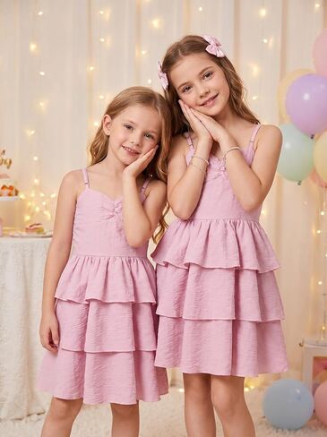 Noubeau Girls Spaghetti Strap Ruffled Swing Dress for Teen Tween Formal Prom Back to School Homecoming Dance Casual in Kuwait