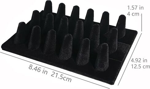 Ring Display Stand, Black Velvet Ring Holder Stand, Jewelry Display for Selling, Ring Organizer for Girls Dresser, 18 Slots in Saudi Arabia