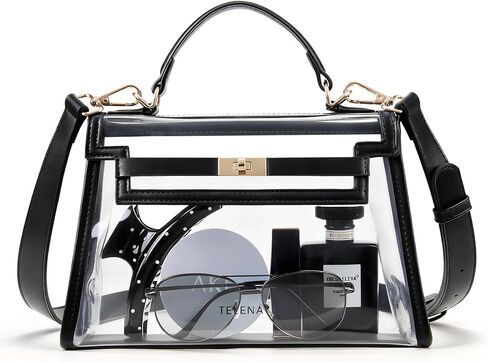 Telena Clear Bag for Stadium Events PVC Transparent Crossbody Purse for Women with Adjustable Strap for Concerts Game Day in Kuwait