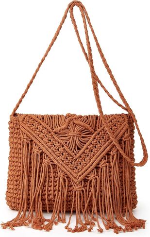 Crossbody Purse for Women Cute Macrame Hobo Satchel Bags Knit Summer Beach Bag Tassels Shoulder Crochet Tote Handbag in Kuwait