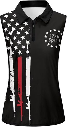 POLERO American Flag Golf Shirt Women 250th 4th of July Golf Tank Top Patriotic Tennis Shirt Collared Racerback in Kuwait