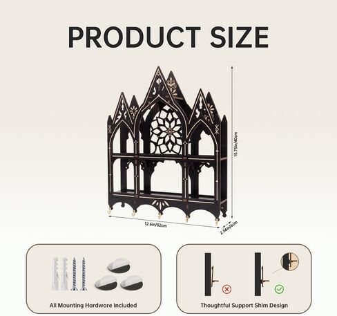 Gothic Trinket Shelf, Wall Shelf for Bedroom, Black Floating Shelves Gothic Witchy Home Decor Aesthetic Wall Goth Room Decor Decorative Crystal Display Shelves Vintage Gift in Saudi Arabia