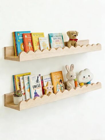 Floating Scalloped Shelves-2 Pack Nursery Shelves for Wall, Floating Shelves for Nursery Kids Room, Home Decor, 20 Inches, Large in Saudi Arabia