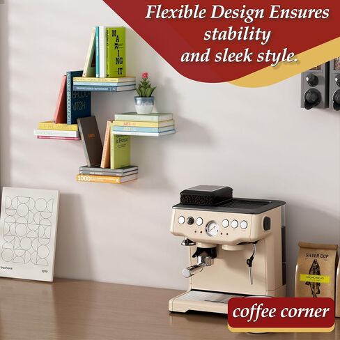 Wall Mounted Floating Book Shelves, Floating Invisible Bookshelf, Heavy-Duty Steel Hidden Bookshelf Hanging Bookshelves for Bedroom Living Room Office, White 4-Pack in Kuwait