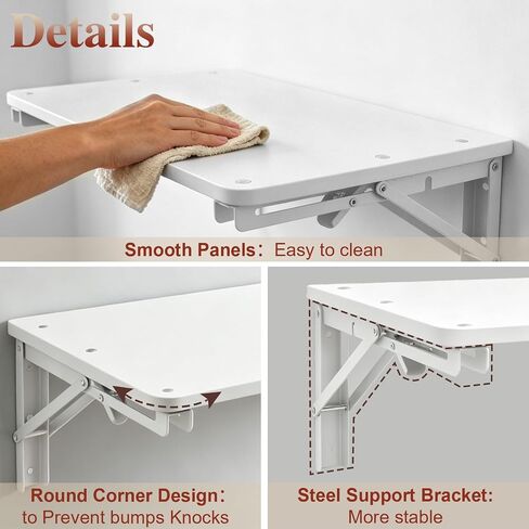 Folding Shelf Wall Mounted for Small Space, White Wall Table for Living Room Bedroom Decor, Home Office Floating Fold Down Desk, Media Shelves with Heavy, 16.5"*11.8" in Saudi Arabia