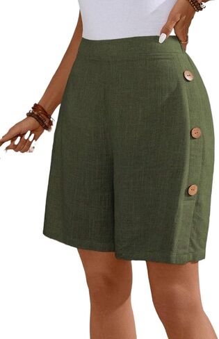 Summer Casual Buttoned High Waist Shorts For Women in Saudi Arabia