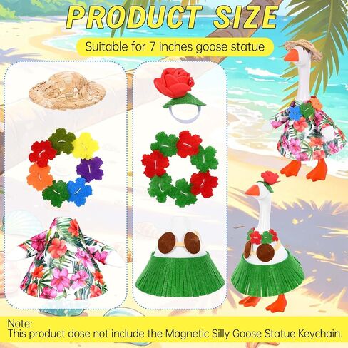 JcHrmers 7 Inch Hawaiian Desk Goose Outfits Bikini Desk Geese Clothes Summer Holiday Mini Desktop Goose for Magnetic Geese Key Holder Decor in Kuwait
