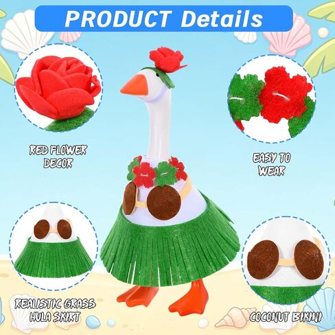 JcHrmers 7 Inch Hawaiian Desk Goose Outfits Bikini Desk Geese Clothes Summer Holiday Mini Desktop Goose for Magnetic Geese Key Holder Decor in Kuwait