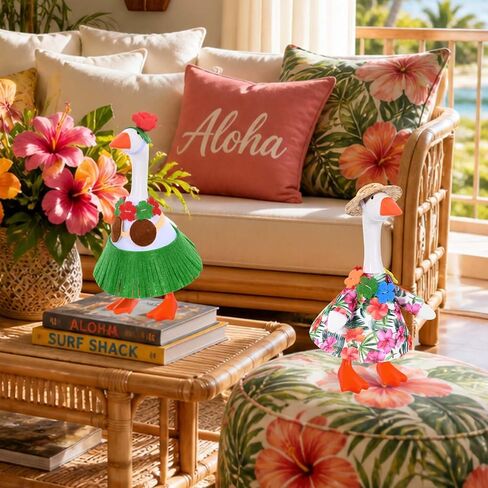 JcHrmers 7 Inch Hawaiian Desk Goose Outfits Bikini Desk Geese Clothes Summer Holiday Mini Desktop Goose for Magnetic Geese Key Holder Decor in Kuwait