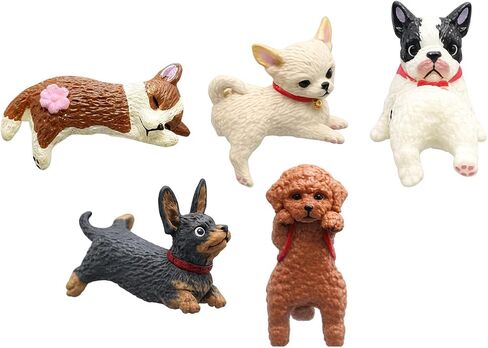 5 PCS Mini Dog Figurines, Computer Monitor Decor Set, Desk Decorations for Workspace and Home, Resin Mini Dog Desk Figurines Collection in Saudi Arabia