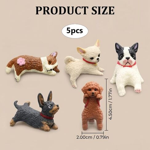 5 PCS Mini Dog Figurines, Computer Monitor Decor Set, Desk Decorations for Workspace and Home, Resin Mini Dog Desk Figurines Collection in Saudi Arabia