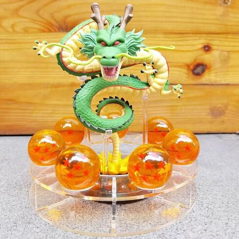 Resin Shenron Figure Shenlong Statue Set 3.5cm Crystal Balls + Shelf with Gift Box for Business Halloween Christmas Holiday in Saudi Arabia