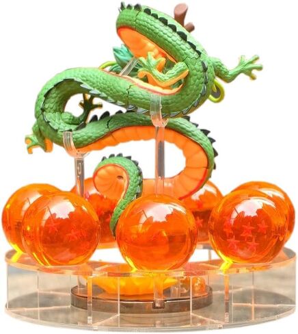 Resin Shenron Figure Shenlong Statue Set 3.5cm Crystal Balls + Shelf with Gift Box for Business Halloween Christmas Holiday in Saudi Arabia