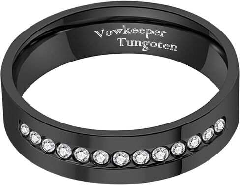 Men's Wedding Ring 8mm 316L Stainless Steel Gold Plated with Half Circle White Zirconia High Polish Comfort Fit Band for Him in Saudi Arabia