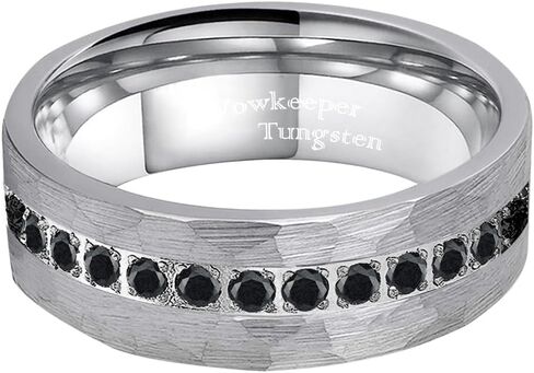 Men's Wedding Ring 8mm 316L Stainless Steel Gold Plated with Half Circle White Zirconia High Polish Comfort Fit Band for Him in Saudi Arabia