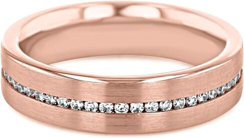 Men's Wedding Ring 8mm 316L Stainless Steel Gold Plated with Half Circle White Zirconia High Polish Comfort Fit Band for Him in Saudi Arabia