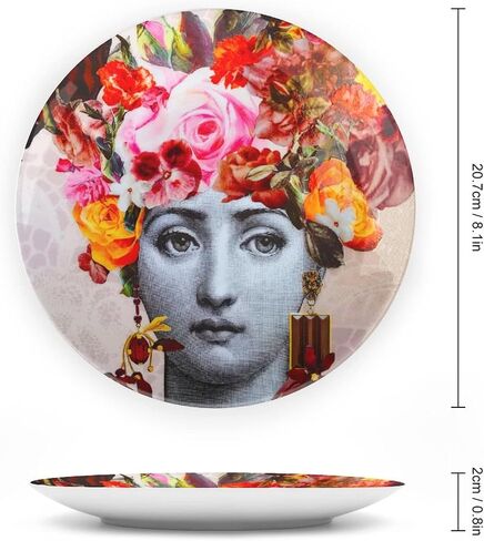 Lina Cavalieri Plate, Wall Decorative Plate, Mysterious Face Plate Wall Hanging Decoration,Including Bracket and Special Spring Hook,J (2),8inch in Kuwait