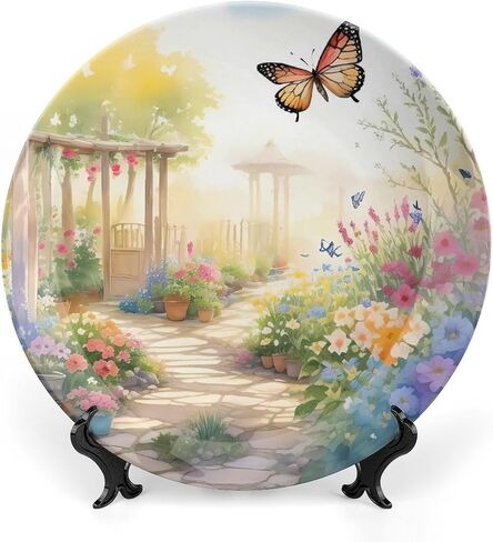 Summer Decorative Plates for Wall Hanging, Sea Theme Starfish Painting Ceramic Plate, Wobble-Plate with Display Stand, Home Decor for Kitchen Cabinets, Farmhouse Round Tray 10 Inch in Kuwait