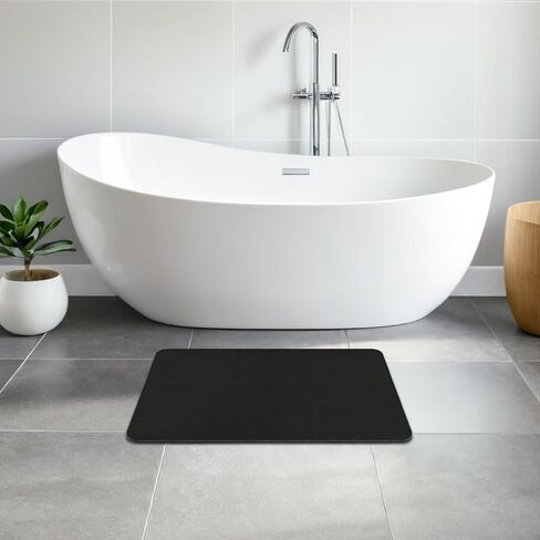 THMINS Large Stone Bath Mat, 24''x16'' Non-Slip Diatomaceous Earth Stone Bath Mat, Super Absorbent Quick Drying for Bathroom, Easy to Clean in Saudi Arabia
