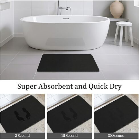 THMINS Large Stone Bath Mat, 24''x16'' Non-Slip Diatomaceous Earth Stone Bath Mat, Super Absorbent Quick Drying for Bathroom, Easy to Clean in Saudi Arabia
