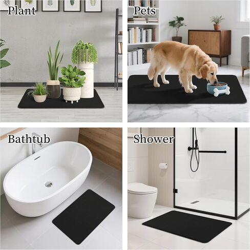 THMINS Large Stone Bath Mat, 24''x16'' Non-Slip Diatomaceous Earth Stone Bath Mat, Super Absorbent Quick Drying for Bathroom, Easy to Clean in Saudi Arabia