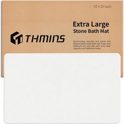 THMINS Large Stone Bath Mat, 24''x16'' Non-Slip Diatomaceous Earth Stone Bath Mat, Super Absorbent Quick Drying for Bathroom, Easy to Clean in Saudi Arabia