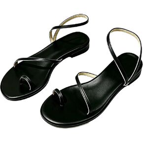 Womens Flat Strappy Sandals with Toe Ring Summer Sandals Adjustable Ankle Buckle Eco-Crafted Leather Lightweight Non-slip Fashionable Sandals Perfect for the Beach Pool Party Travel in Saudi Arabia