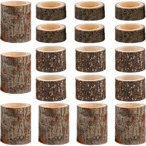 18 Pcs Wooden Tea Light Candle Holders Set, Rustic Natural Wood Votive Candle Holders with 3 Sizes 0.9" 1.57" 2.76" Vintage Wood Tealight Holder Set for Home, Table Wedding Party Decor in Kuwait