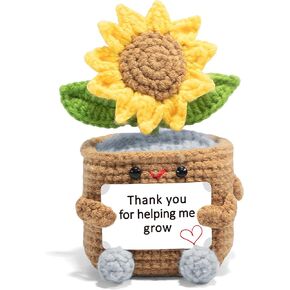 Thank You Gifts for Women Teacher, Positive Sunflower Crochet Gift with Card Emotional Support, Graduation End of Year Appreciation Retirement Gifts for Woman Boss Coworkers Friend Nurse in Saudi Arabia