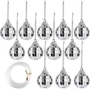 12PCS Mini Disco Balls,1.2" Silver Small Disco Balls Hanging for Party Decoration, Christmas Party Decorations Wedding Birthday Party Ornaments in Saudi Arabia
