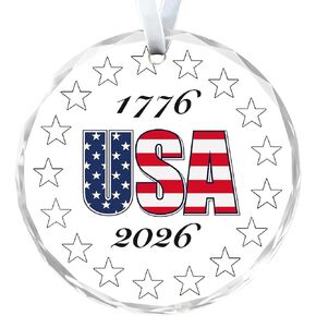 250 Anniversary USA Ornament 250th Anniversary Merchandise Commemorative American Independence Glass Pendant 1776-2026 for Veterans Day Gift National Pride Collection Gift Box in Saudi Arabia