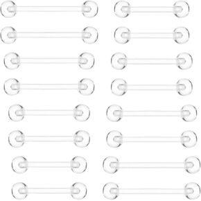 Lusofie 16Pcs 14G Plastic Nipple Piercings 12mm 14mm 16mm 19mm - Plastic Nipple Rings for Surgery - Clear Acrylic Tongue Rings in Kuwait