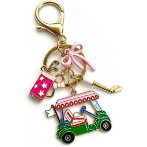 Golf Bag Charms Keychain for Women Handbags Tote Bags Golf Bag Accessories Purse Charm Cute Car Bow Keychain in Saudi Arabia