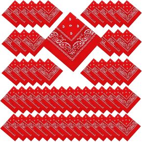 50 Pcs Red Bandanas Bulk, Large Cowboy Headband Scarf & Multi-Purpose Handkerchief for Women Men, 21.7 x 21.7 Inches Polyester Bandanas for Party Supplies & Outdoor Activities in Kuwait