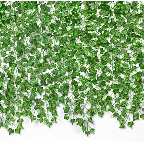 CQURE 120 Pack 840Ft Artificial Ivy Fake Vines,Ivy Garland Greenery Garland Fake Hanging Plants Vines Aesthetic Green Leaves for Bedroom Wedding Party Garden Wall Room Decor in Saudi Arabia
