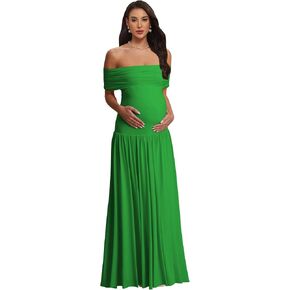 Off Shoulder Maternity Dresses Ruffles Baby Shower Dress for Photoshoot in Saudi Arabia