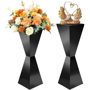 2PCS Stainless Steel Flower Vase Stand, Mirror Metal Pedestal for Table Centerpieces, Wedding & Party Decoration, Decorative Plinth for Home and Event Decor (Gold, W:11in x H:31.5in) in Saudi Arabia