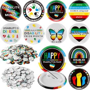 200Pcs Disability Pride Month Pins Buttons 1.26" Round Lapel Badges Equality Human Rights Disabled Support Awareness Pins for Teens Adults July Disability Party Favors Charity Event Supplies Gift in Kuwait