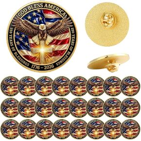 24 Pack 1776-2026 250th Anniversary God Bless America Pin Bulk 4th of July Patriotic Eagle Pins Gold Plated American Flag Badge for Independence Day Gifts in Saudi Arabia