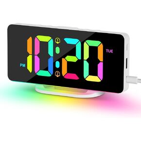 ALANAS Aesthetic Digital Alarm Clock, Big Mirror Display with Dual USB Charger Ports, Dual Alarms, Snooze, 4-Level Adjustable Dimmer, for Bedroom, Office, Desk, Plug in LED Clocks in Saudi Arabia