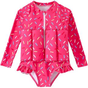 FishingDino Floating Swimsuit for Toddler Girls 1-6T Long Sleeve One Piece Float Suit Built-in Buds Cute Floatation Swim Suit in Saudi Arabia