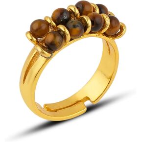 DEVMUKTI Natural Gemstone Rings, Adjustable Ring, Wire Wrapped Gold Plated Rings, Handmade Jewelry, Healing Crystals Bohemian Promise Ring, Gift for Women in Saudi Arabia