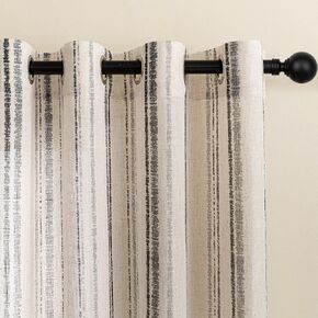 MYSKY HOME Grey Striped Linen Curtains 84 Inches Long Farmhouse Rustic for Bedroom Living Room Light Filtering Ticking Stripe Pinstripe Gray and White Patterned Drapes, Grommet, 2 Panels, 52" Wide in Saudi Arabia