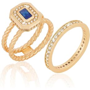 Richapex 18K Gold Plated Stacking Cubic Zirconia Thumb Ring, Set Trendy Statement Promise Wedding Bands Engagement, Stackable Gold Rings for Women, Two-in-One Rings, Size7/8/9 in Kuwait