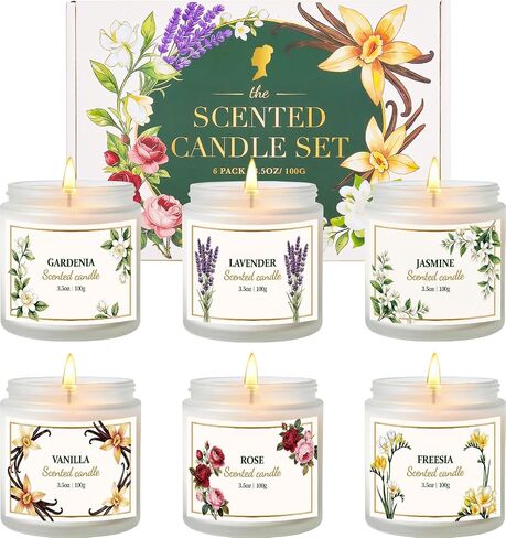 Scented Candles for Women, 3.5oz Floral Soy Candles for Home Scented, 6 Pack Relaxing Candles for Women Stress Relief, Aromatherapy Candles Gifts for Woman Birthday Anniversary Bath Yoga in Saudi Arabia