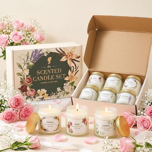 Scented Candles for Women, 3.5oz Floral Soy Candles for Home Scented, 6 Pack Relaxing Candles for Women Stress Relief, Aromatherapy Candles Gifts for Woman Birthday Anniversary Bath Yoga in Saudi Arabia