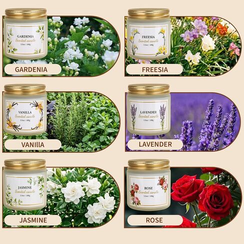 Scented Candles for Women, 3.5oz Floral Soy Candles for Home Scented, 6 Pack Relaxing Candles for Women Stress Relief, Aromatherapy Candles Gifts for Woman Birthday Anniversary Bath Yoga in Saudi Arabia