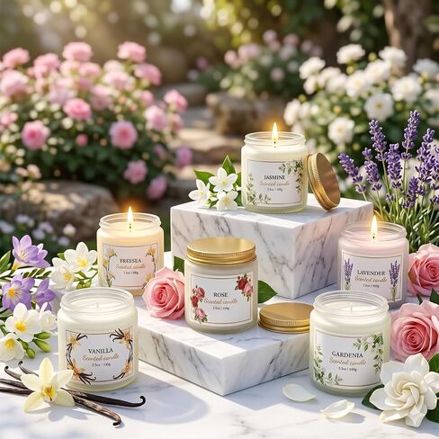 Scented Candles for Women, 3.5oz Floral Soy Candles for Home Scented, 6 Pack Relaxing Candles for Women Stress Relief, Aromatherapy Candles Gifts for Woman Birthday Anniversary Bath Yoga in Saudi Arabia
