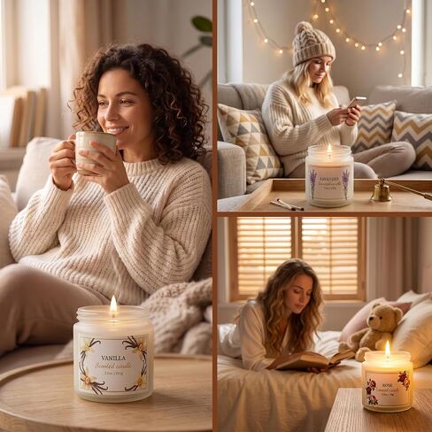 Scented Candles for Women, 3.5oz Floral Soy Candles for Home Scented, 6 Pack Relaxing Candles for Women Stress Relief, Aromatherapy Candles Gifts for Woman Birthday Anniversary Bath Yoga in Saudi Arabia